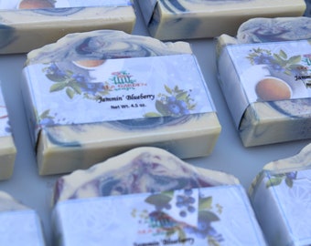 Jammin' Blueberry Handmade Soap with Moisturizing Jojoba Beads
