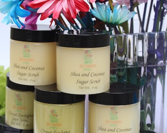 Spa Sugar Scrubs, Shea and Coconut, Eucalyptus, and Madagascar Vanilla