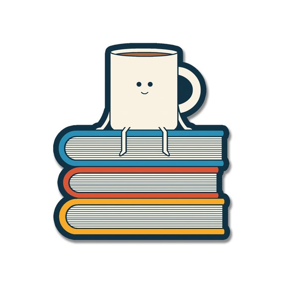 Book Stack With Tea Sticker, Vintage Book Sticker, Tea Sticker