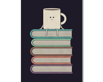 Books & Coffee A5 Art Print