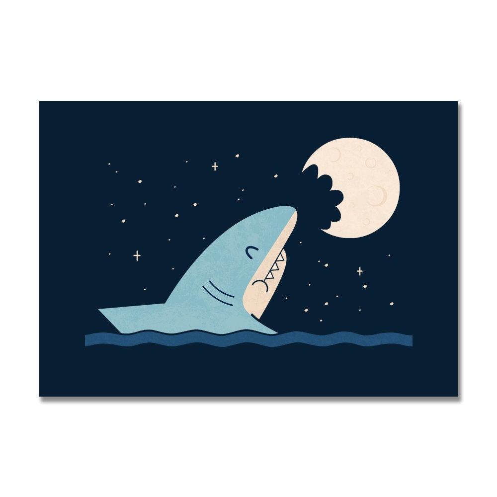 Shark Moon Bite A5 Art Print