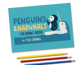 Penguins & Narwhals A5 Coloring Book