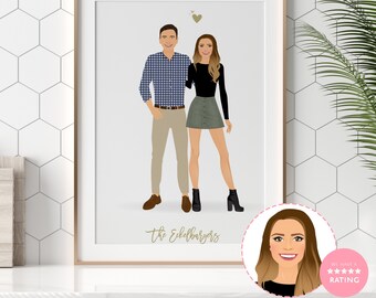 retrato parejas Personalizado un par de regalo personalizado impresión de la familia Par de impresión