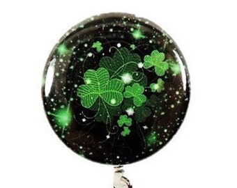 Sparkling Shamrock Retractable Badge Reel: St Patrick's Day ID Holder