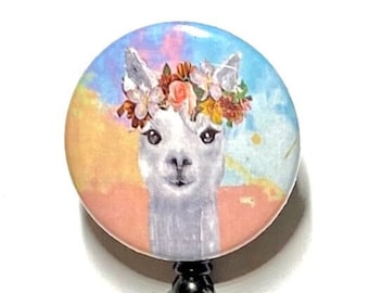 Llama Retractable Badge Reel, Farm Animal ID Badge Holder, Lamoids Badge, Camel Family, Pack Animals, Key Holder, Mask Holder, Carabiner