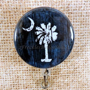 Palm Tree, Beach, Ocean, Night at the Beach, Moon, Palmetto Tree Retractable Badge Reel, ID Badge Holder, Key Holder, Mask Holder, Carabiner 0) DK Blue/YES