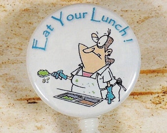 Lunchroom Lady Retractable Badge Reel, Cafeteria, Lunchroom ID Name Holder, School Lunch, Restaurant, Key Holder, Mask Holder, Carabiner