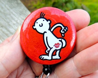 Kiss My Hinny Badge Reel: Playful Work ID Holder