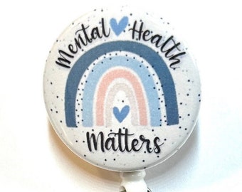 Mental Health Matters Badge Reel: Boho Rainbow ID Holder