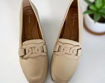 New Womens Cream Loafers Elegant Flat Slip-On Shoes Modern Everyday Pumps Sizes UK 3-8