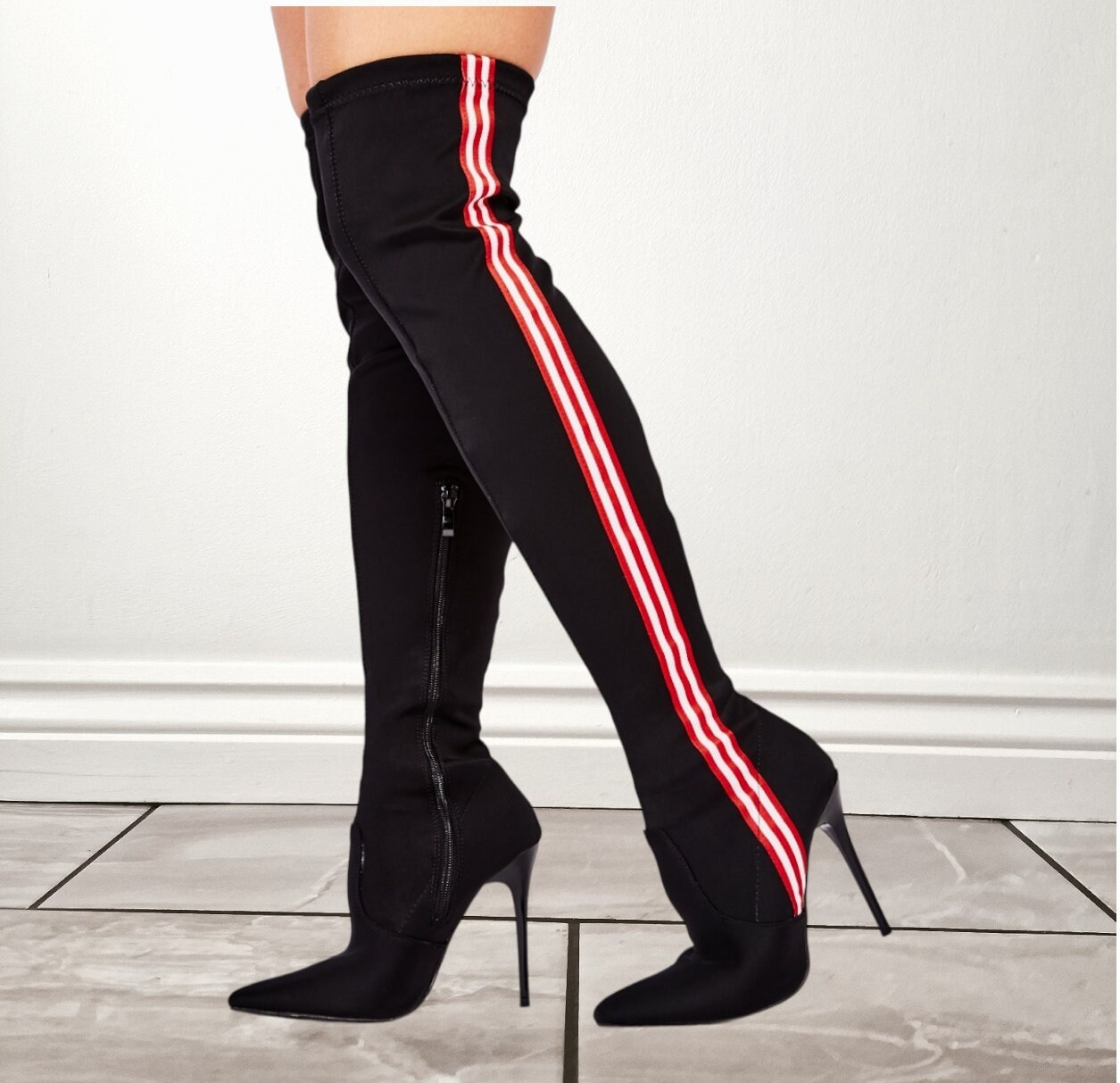 Black over the knee boots size 9 sales