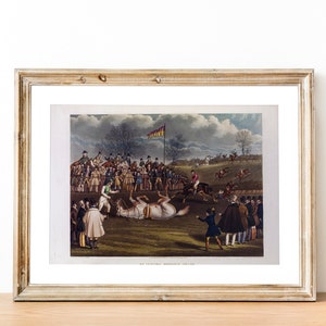 Pintura de arte de impresión de perro de caza / Arte de perro de caza ecuestre vintage / Caza de obstáculos / / Descarga digital IMPRIMIBLE