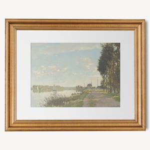 French Countryside River Painting | Vintage Landscape Seascape Art | Impressionist | Claude Monet Argenteuil | PRINTABLE Digital Download