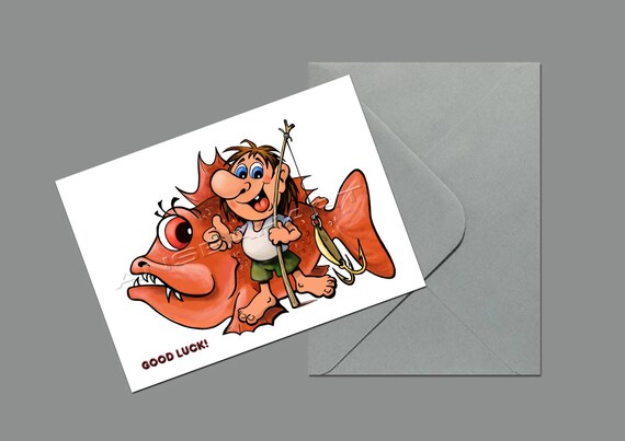 Bonne Chance Carte Numerique Carte Pour Lui Pecheur Drole Etsy France