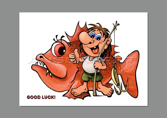 Bonne Chance Carte Numerique Carte Pour Lui Pecheur Drole Etsy France