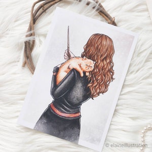 Karta ilustracji A6 Hermiona i Krzywołap