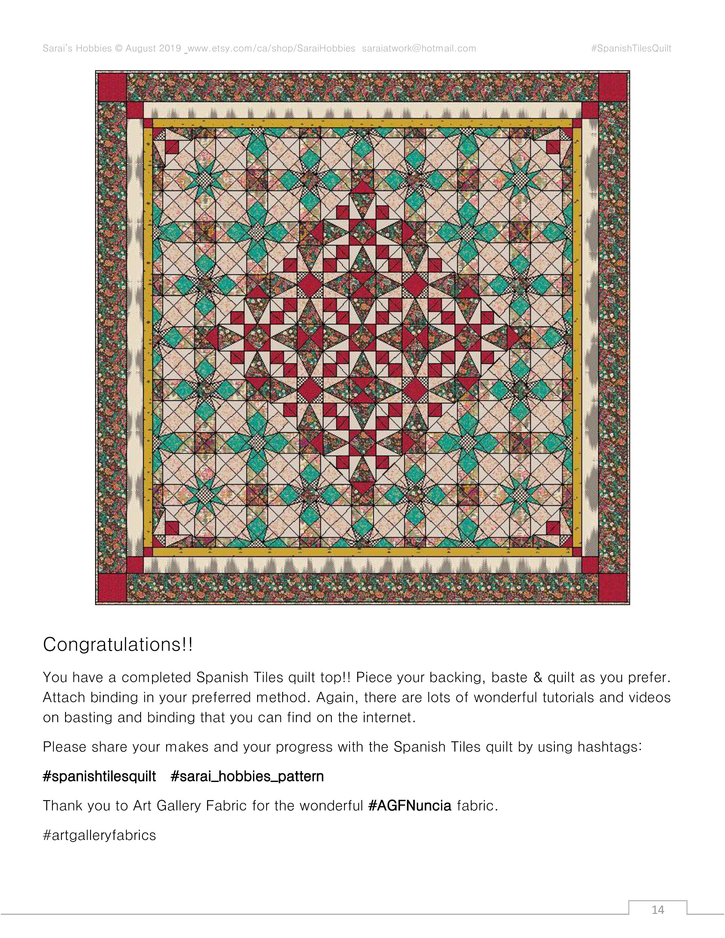 Spanish Tiles Quilt Pattern Etsy