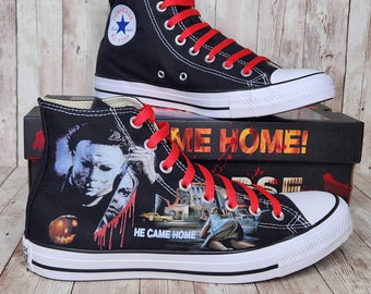 Halloween Converse High Tops - Custom Scary Horror Sneakers For Birthday, Christmas Gift For Mom, Dad, Him, Her, Great For Weddings