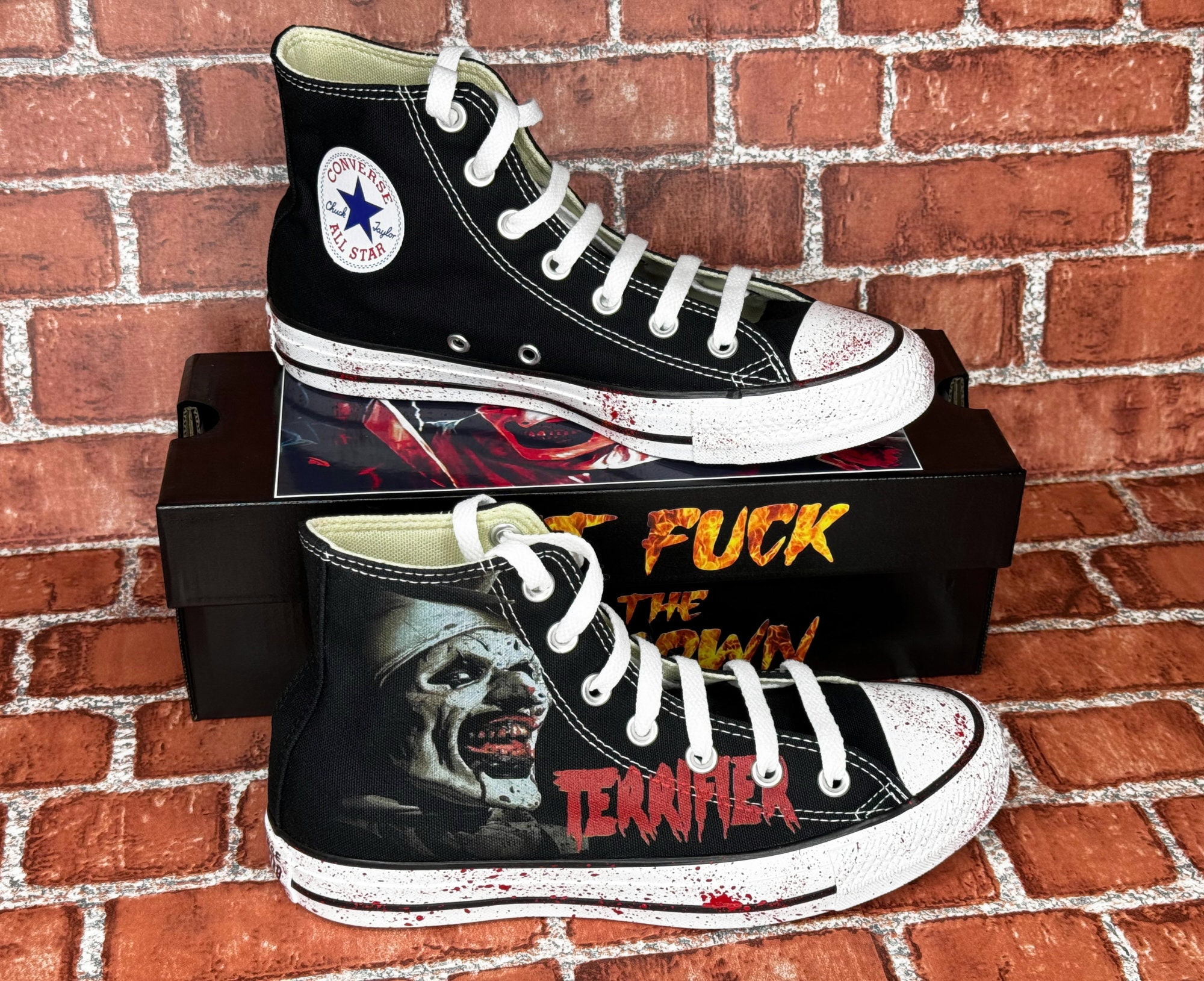 Im Terrified Converse High Tops Custom Scary Horror Shoes for Birthday Christmas Gift for Mom Dad Him Her Clown Sneakers Halloween Etsy UK