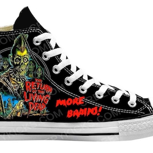 Living Dead Converse High Tops - Custom Scary Horror Shoes For Birthday, Christmas Gift For Mom, Dad, Him, Her Great Sneakers For Halloween