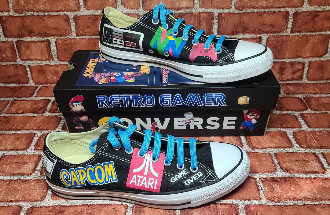 Retro Gaming Converse Shoes - Custom Sneakers for Birthday
