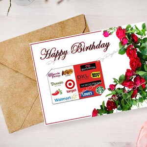 Porta tarjetas de regalo "Feliz cumpleaños, Rose Vine" / 5x7 / 300 DPI / JPEG, PNG