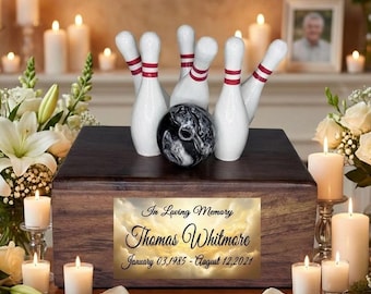 Pamiątkowa urna kremacyjna z motywem bowlingu – Indian Rosewood Memorial dla kibica sportowego