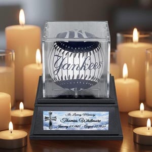 Personalized Baseball Cremation Urn – Sports Fan Memorial with Display Case