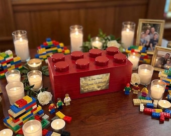 Pamiątkowa urna kremacyjna z klocka – Pine Wood Memorial dla entuzjasty gier (spersonalizowana tabliczka)