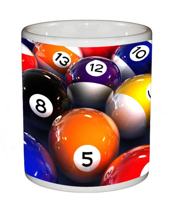Billiard Balls Ceramic Coffee Mug Pool Table Beverage Tumbler Etsy