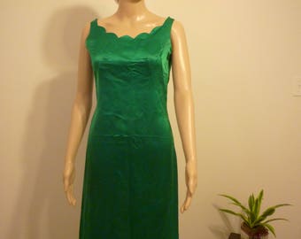 vintage green satin cocktail dress