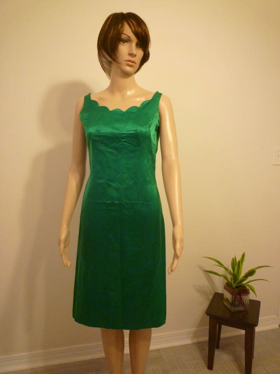 vintage green satin cocktail dress