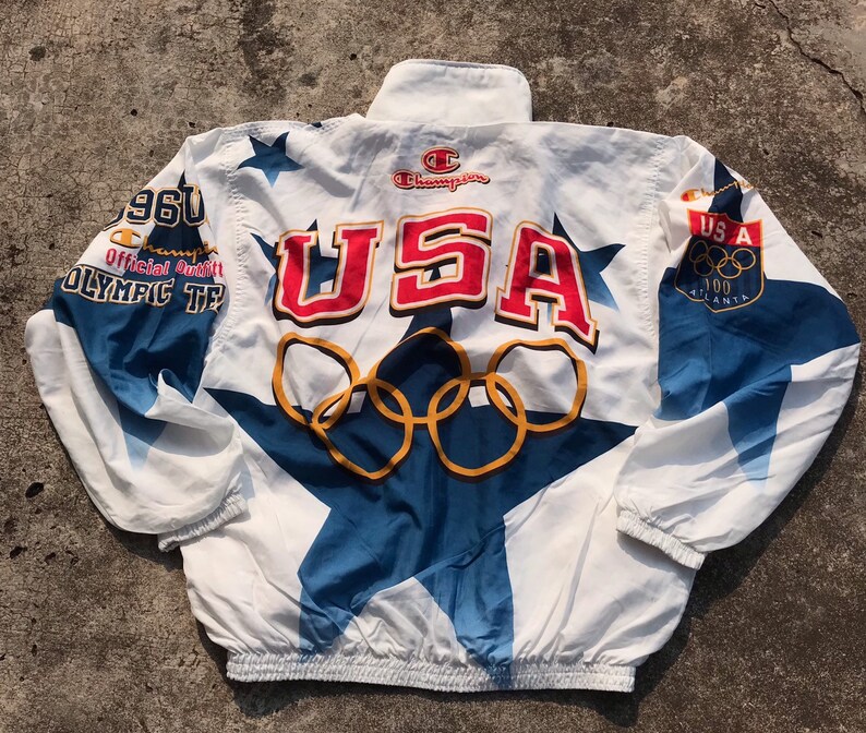 Rare Vintage 90s Champion ATL Atlanta Olympics Games Team Usa zip up windbreaker jacket