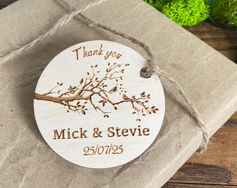 Wedding favor tags Custom Wedding tag Personalized wooden tags Wood tags Thank you Wedding Favors for Guests Rustic Wedding Heart Thank you