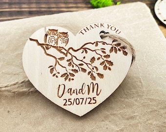 Wedding favor tags Custom Wedding Hear tags Personalized Wood Thank you tags Wedding Favors for Guests Rustic Wedding favor Thank you wooden