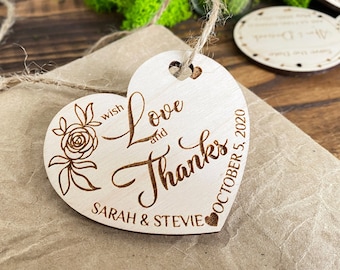 Personalized Thank you Wedding Favor Tags Wedding Favors Magnet Thank you Tags Rustic Tags wooden Tags Hearts Tags Wood Tags Wedding Favor