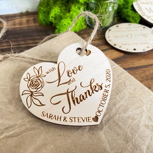 Personalized Thank you Wedding Favor Tags Wedding Favors Magnet Thank you Tags Rustic Tags wooden Tags Hearts Tags Wood Tags Wedding Favor image 1