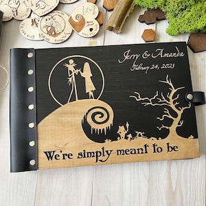 Wedding Gothic Scrapbook Wooden Photo Album Christmas Tales Wedding Guest Book Wood Rustic Wedding Guest Book Personalized Photobook Spooky