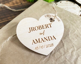 Wedding favor tags Custom Wedding Hear tags Personalized Wood Thank you tags Wedding Favors for Guests Rustic Wedding favor Thank you wooden