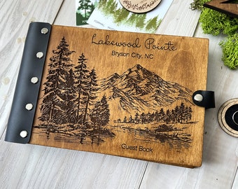 Our Adventure Photo Album Mountain Wedding Guest Book Personalized Travel Scrapbook Wooden Guest Book Forest Wedding Photo Book Travel Album