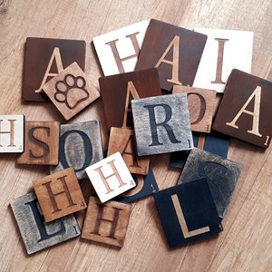 Wood Tile House Scrabble Tiles Family Name Signs Wall Wooden Scrabble Tiles Wall Art Scrabble Wood Letters Family Wooden Crossword Pieces