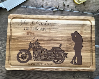 Charcuterie Brett Personalisiertes Schneidebrett Weihnachtsgeschenk Motorrad Brett Einweihungsparty Geschenk Hochzeit Abenteuer Schneidebrett Biker Paar