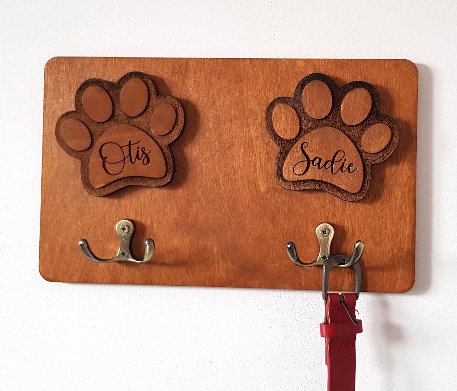Wood Dog Leash Holder for Wall Custom Pet Gift Personalized Etsy