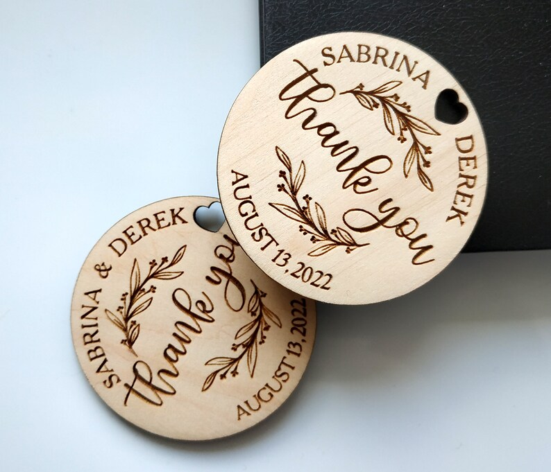 Personalized Thank you Wedding Favor Tags Wedding Favors Magnet Thank you Tags Rustic Tags wooden Tags Hearts Tags Wood Tags Wedding Favor image 8