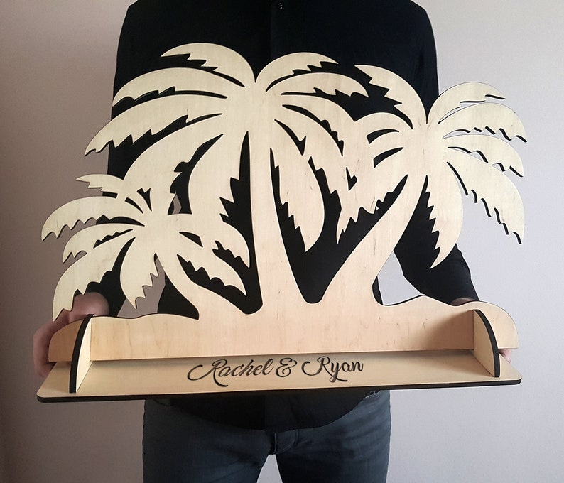 Alternative Guest Book Wood Palm Engraved Wedding Guest Book Alternative Sign Guest Book Wedding Baech Wooden Personalized Guest Book Tree image 1
