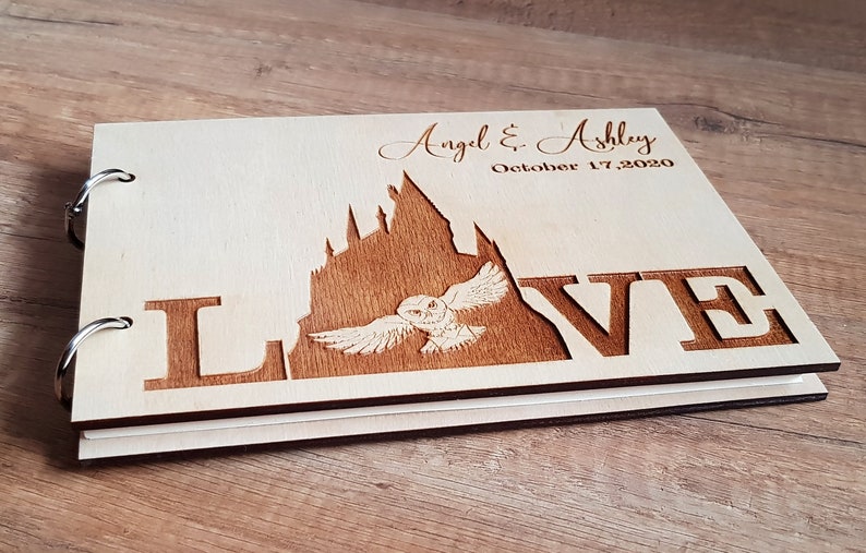 Personalized Guest Book Baby Shower Engraved Wooden Guest Book Rustic Wedding Guest Book Alternative Guest Book Wedding Wood Guest Book Owl image 4