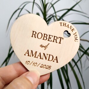 Personalized Thank you Wedding Favor Tags Wedding Favors Magnet Thank you Tags Rustic Tags wooden Tags Hearts Tags Wood Tags Wedding Favor image 9