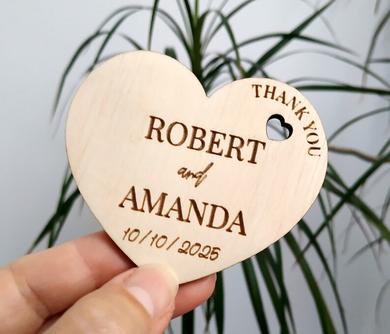 Personalized Thank you Wedding Favor Tags Wedding Favors Magnet Thank you Tags Rustic Tags wooden Tags Hearts Tags Wood Tags Wedding Favor image 9