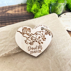 Wedding favor tags Custom Wedding Hear tags Personalized Wood Thank you tags Wedding Favors for Guests Rustic Wedding favor Thank you wooden image 3