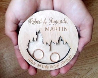 Plate Wooden Wedding Ring Holder Wood For Ceremony Wedding Ring Pillow Personalized Magic School Ring Dish Always Wedding Ring Bearer Tray